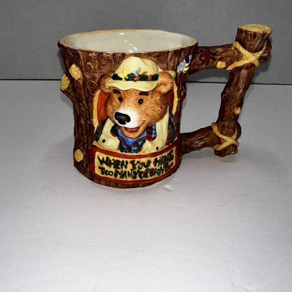 Vintage Moose Creek Crossing 1995‎ Enesco "Go Fishing" 3D Mug by David Olsen